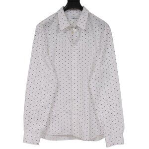 Givenchy Men Long Sleeve Button Down Shirt 43 / 17 White Black Mini Cross Cotton